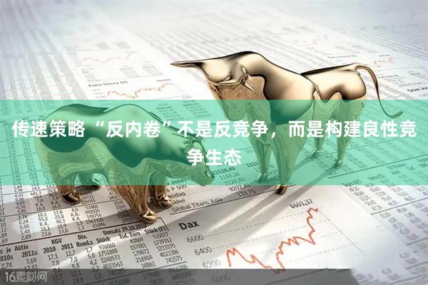 传速策略 “反内卷”不是反竞争，而是构建良性竞争生态